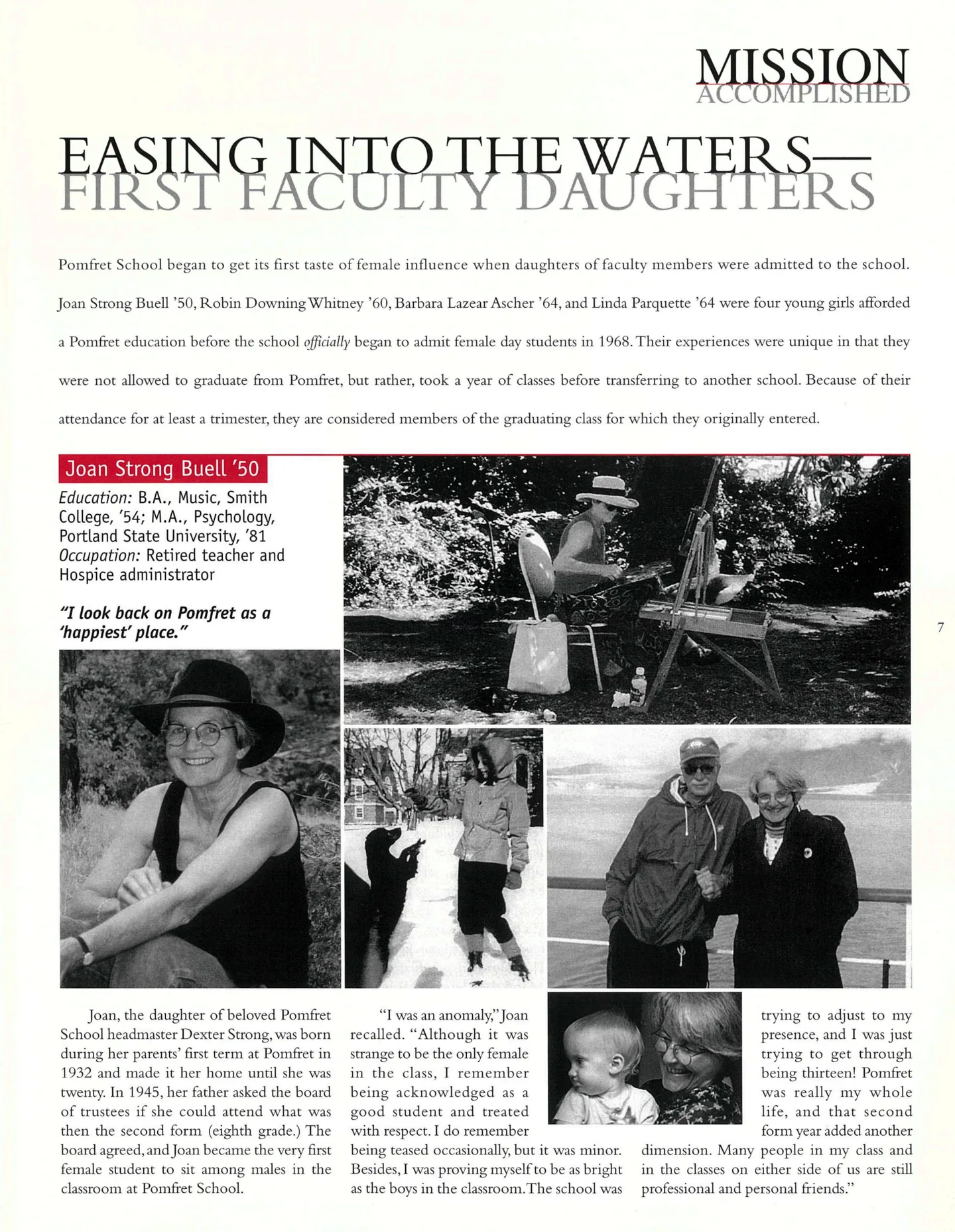 Page 7: Easing into the Waters — Joan Strong Buell '50