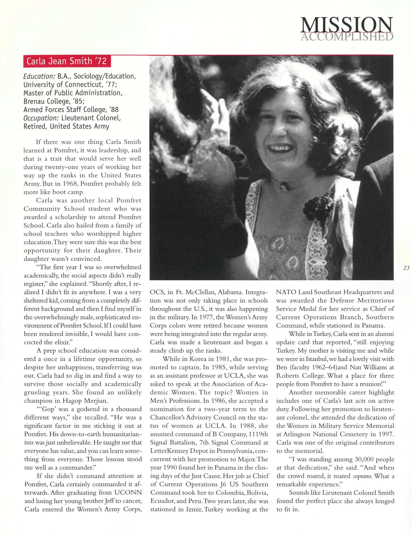 Page 23: Carla Jean Smith '72